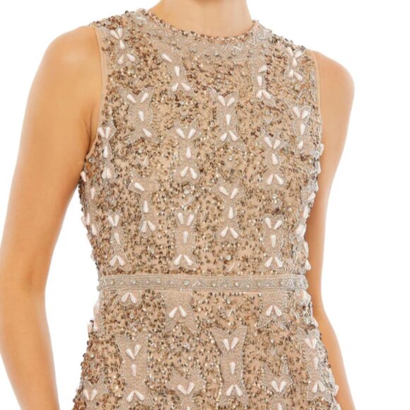 MAC DUGGAL 93764 EMBELLISHED HIGH NECK SLEEVELESS A-LINE VINTAGE COPPER DRESS 4 - Picture 3 of 6